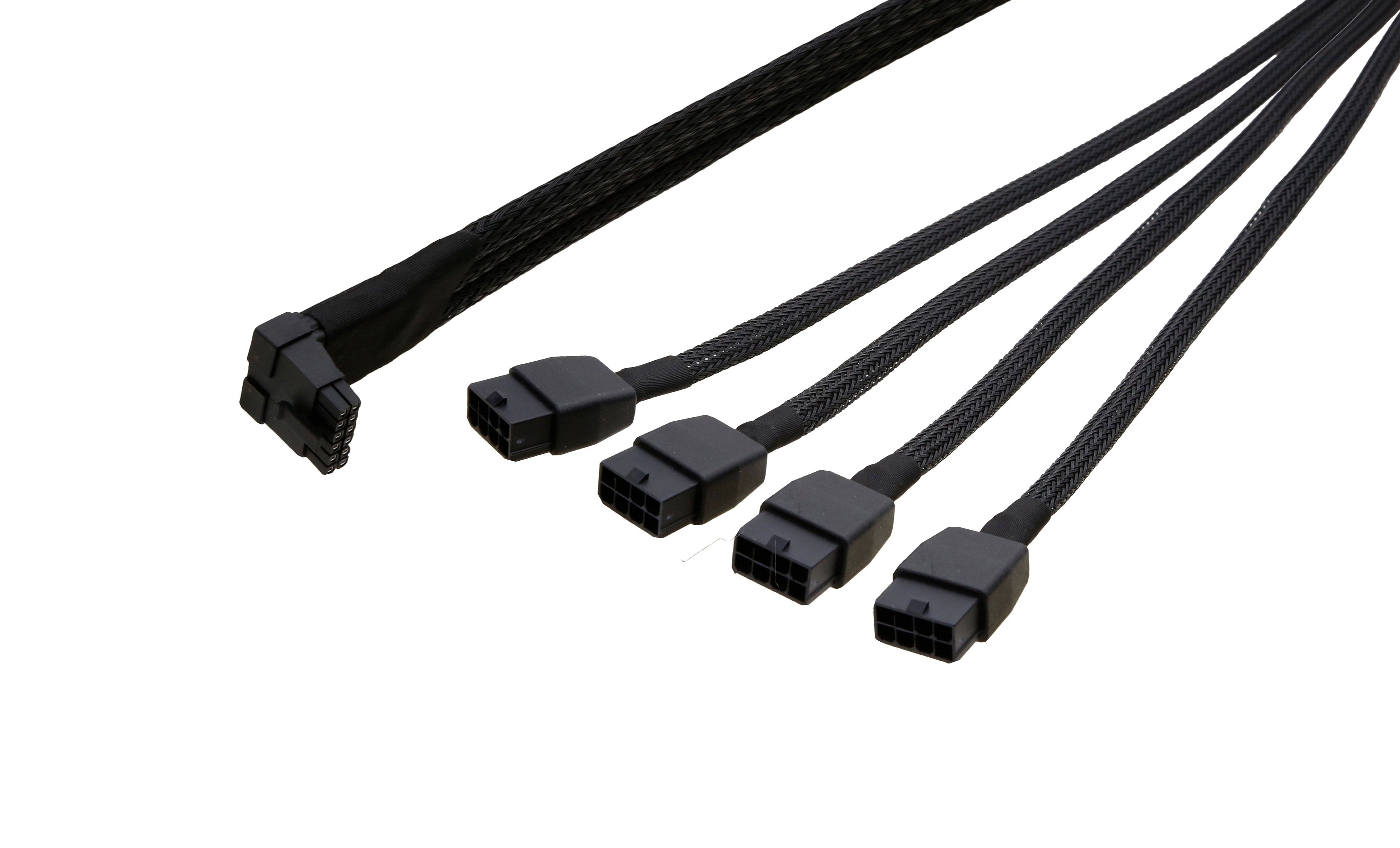 G-Power GPU Cables for NVIDIA RTX 4070Ti, 4070, 3080Ti – Down Angled 12+4Pin to 4x 8P PCIe, Supports Up to 600W - simple