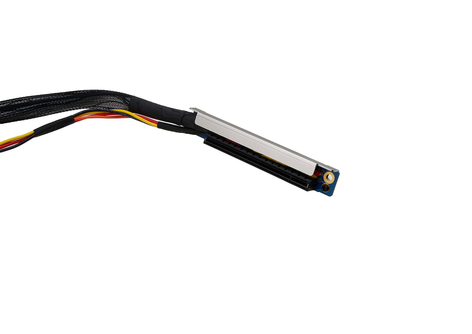 Low Profile PCIe X16 Side Exit to 2x MCIO 8i Straight with Micro 3.0 Power, 500mm - simple