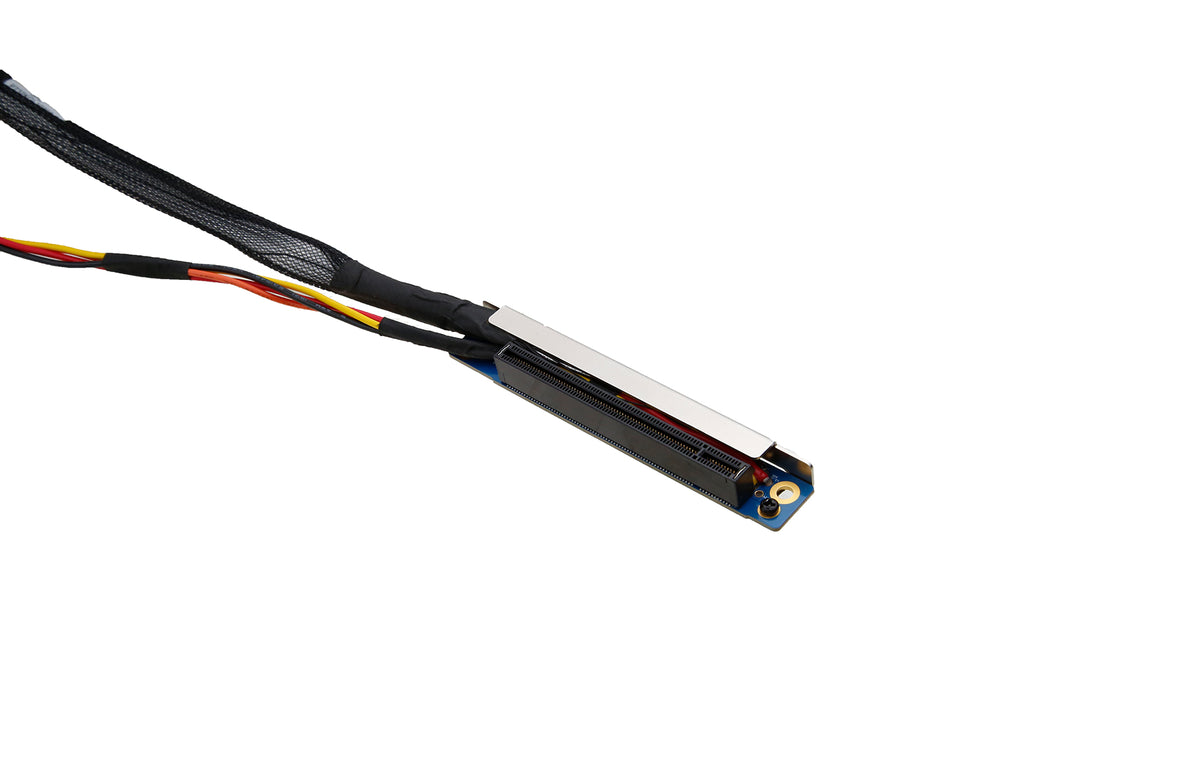 Low Profile PCIe X16 Side Exit to 2x MCIO 8i Straight with Micro 3.0 Power, 500mm - simple