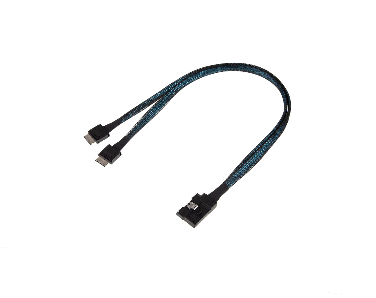 MCIO 8X Left Side Exit to 2x OCulink 4X Straight with Active Latch Cable - simple