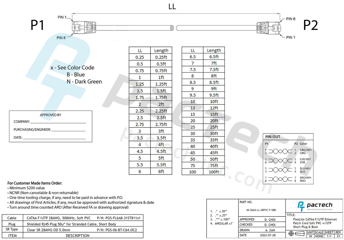 CAT6A 28AWG 10G Cable - FlexMini™ F/UTP Soft PVC With STP Short Plug & Boot