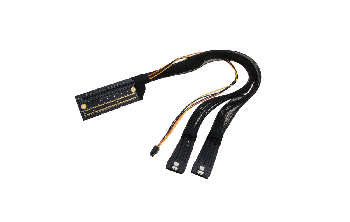 DUAL PCIe X16 Straight to 2x SlimSAS 8i Straight with Micro 3.0 Power, 500mm - simple
