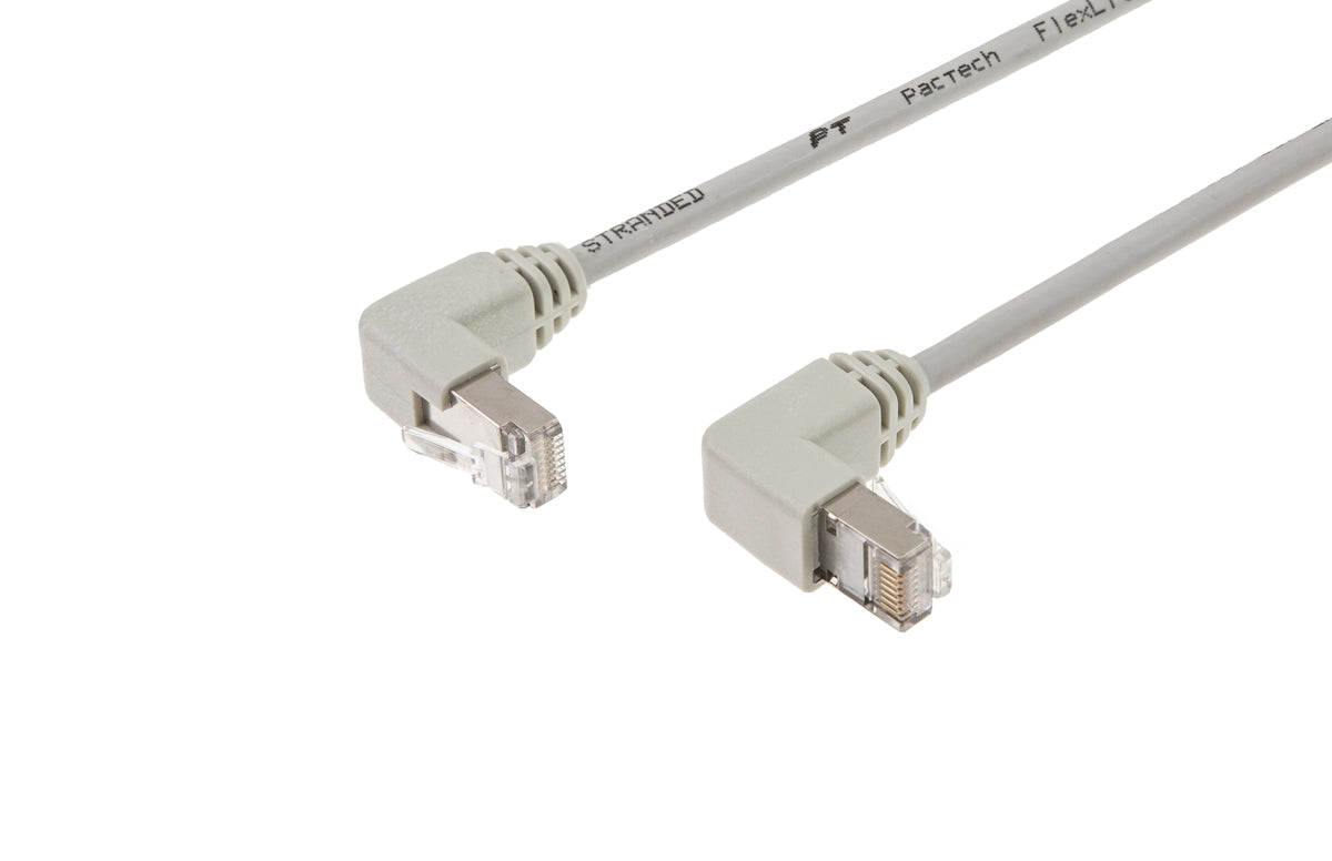 Shielded CAT5e Cable - F/UTP 26AWG LSZH, Molded SR Down Angled to Up Angled - simple
