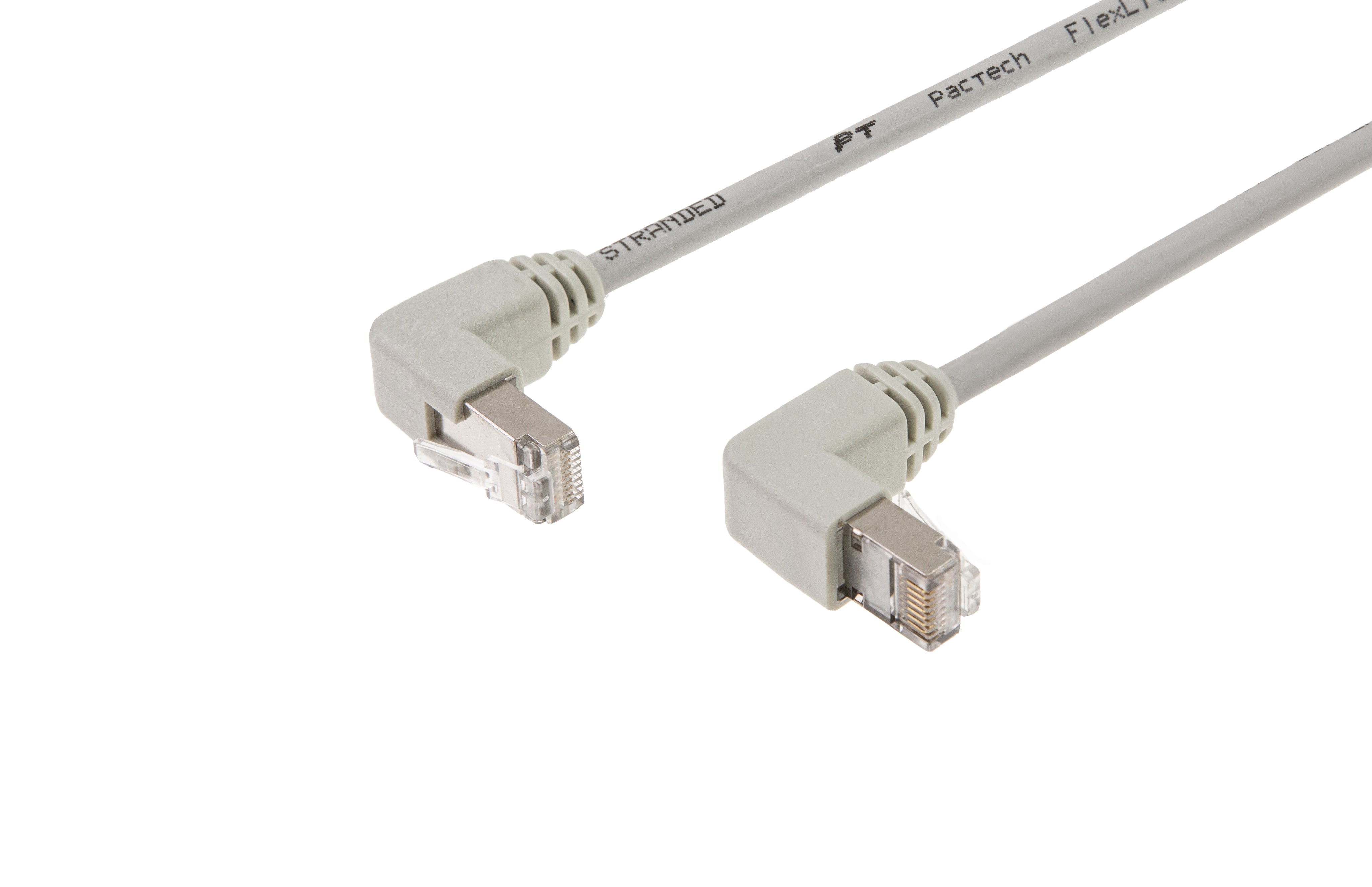 Shielded CAT5e Cable - F/UTP 26AWG LSZH, Molded SR Down Angled to Up Angled - simple