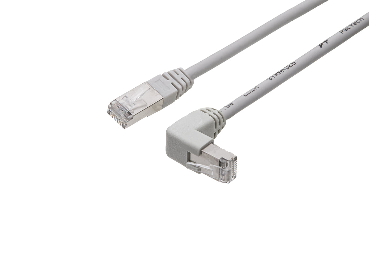 Shielded CAT5e Cable - F/UTP 26AWG LSZH, Molded SR Straight to Up Angled - variable