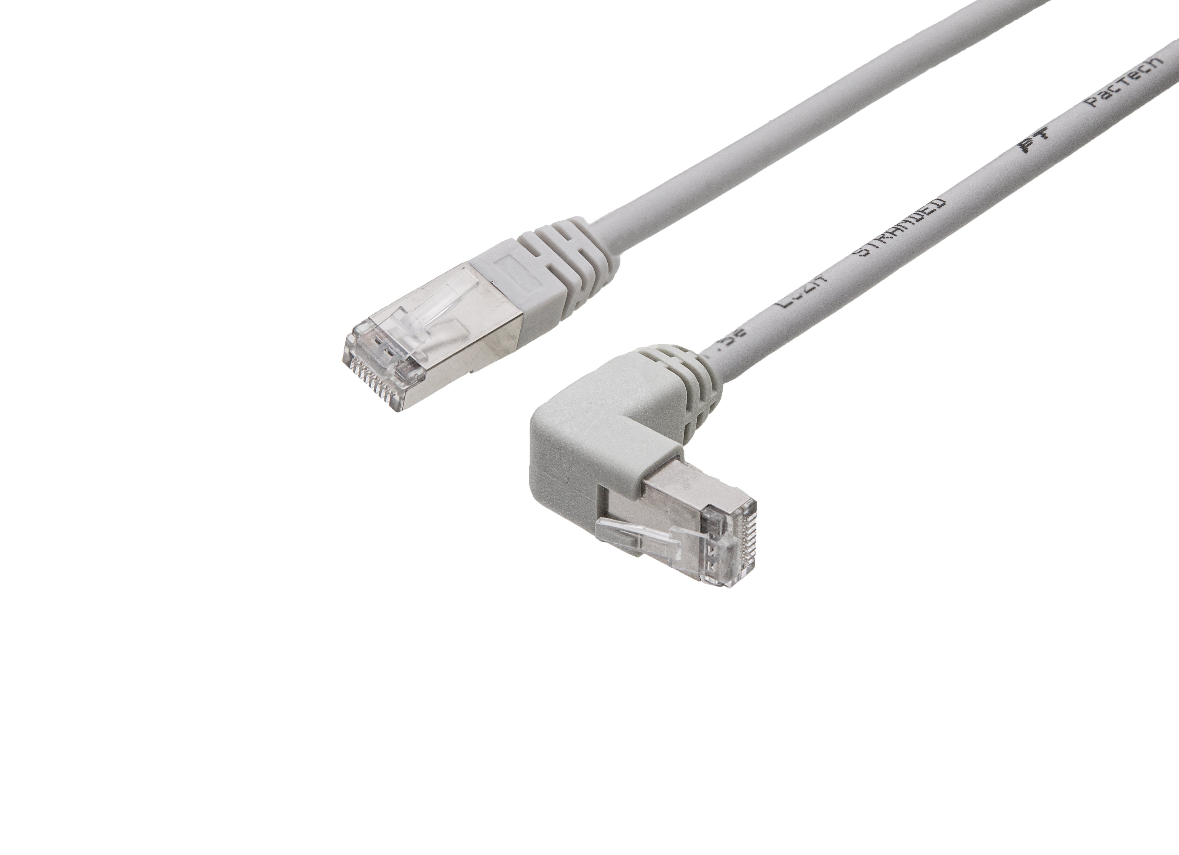 Shielded CAT5e Cable - F/UTP 26AWG LSZH, Molded SR Straight to Up Angled - variable