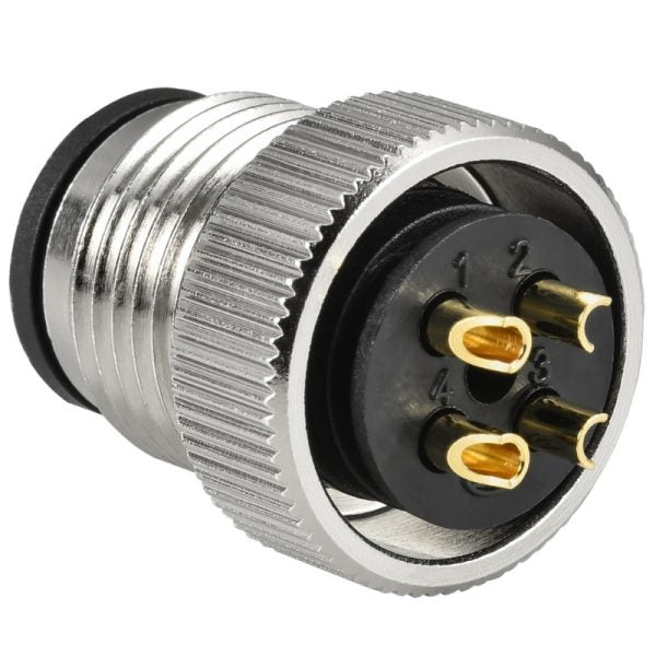 Waterproof M12 Series, A Code, 4 Pin, Plug, Male Contact, Straight, Solder, Screw Thread, IP67(Mating) Connector - simple