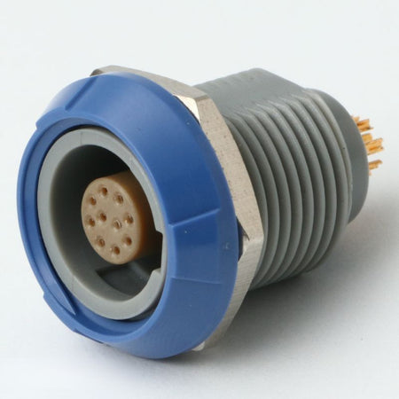 1P Plastic Series, Blue, 7 Pin, Receptacle, Female Contact, Fixed Socket, Solder, Snap Latch, IP50 (Mating) Connector - simple