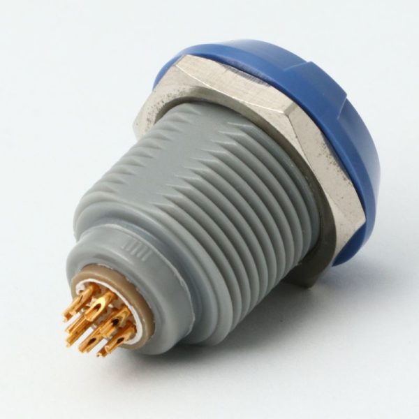 1P Plastic Series, Blue, 7 Pin, Receptacle, Female Contact, Fixed Socket, Solder, Snap Latch, IP50 (Mating) Connector - simple