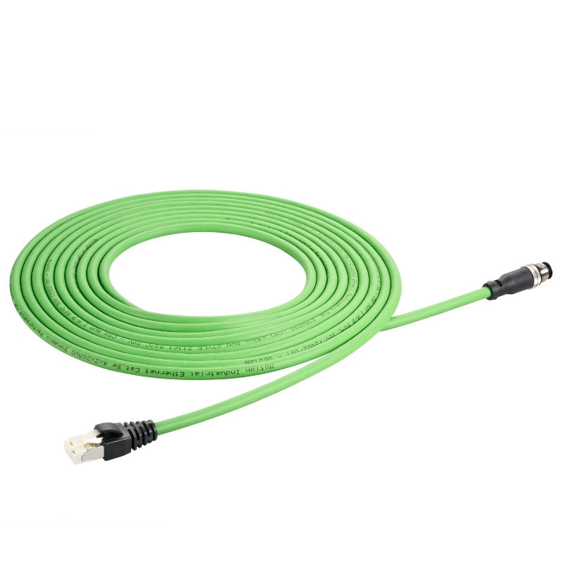 M12 A-Code 4pin Plug Male to RJ45, Cat.5E, PUR, 5M, Cable (High Flex) - simple