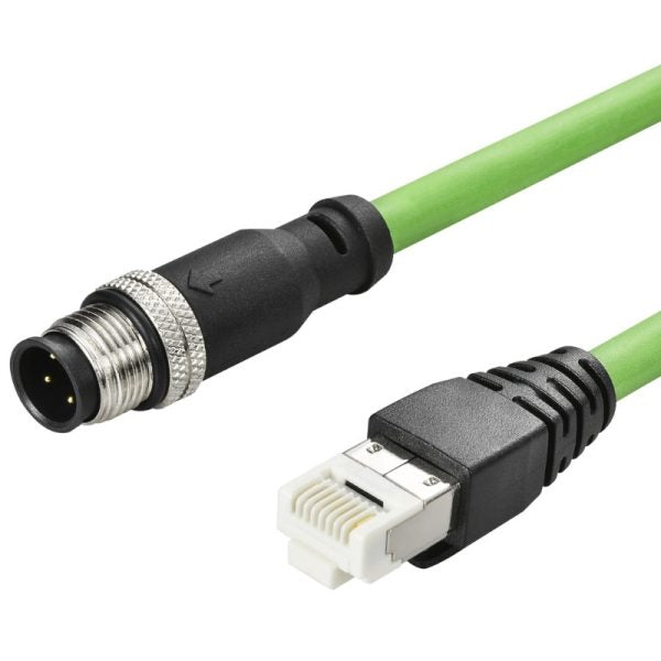 M12 A-Code 4pin Plug Male to RJ45, Cat.5E, PUR, 5M, Cable (High Flex) - simple