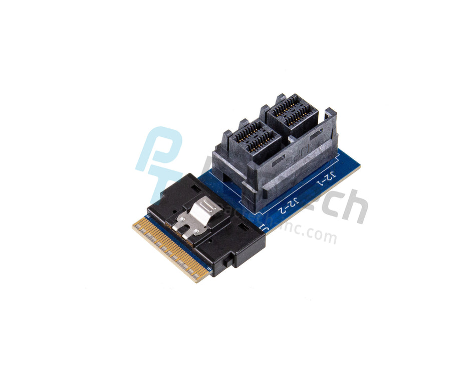 SlimSAS SFF-8654 8i Straight 74Pos to 2x HD Mini-SAS SFF-8643 Adapter