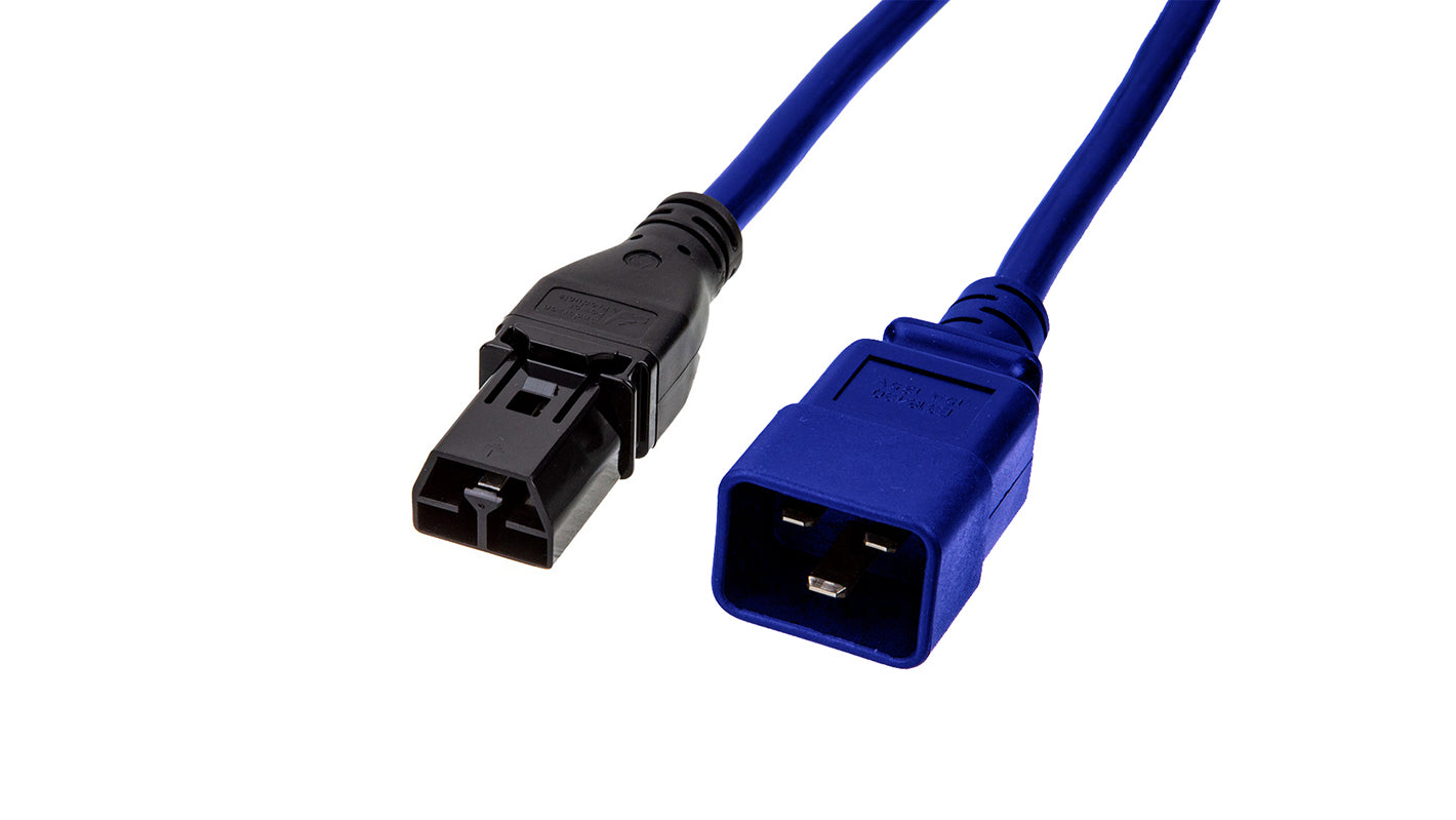 SAF-D-GRID® T-LATCH PLUG to IEC 320 C20, 12AWG  16A, 250V SJT/2.5mm² H05VV-F, Multi-Country Rated (CB scheme) Blue - simple