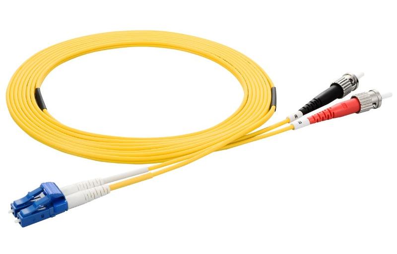 LC to ST Singlemode OS2 Duplex 9/125 OFNR Fiber Optic Patch Cable