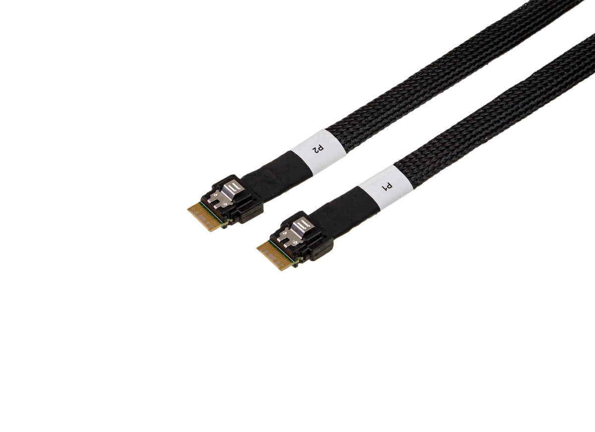 SlimSAS SFF-8654 8i Straight 74Pos to 2x SlimSAS 4i Straight 36Pos, with Active Latch Cable - simple