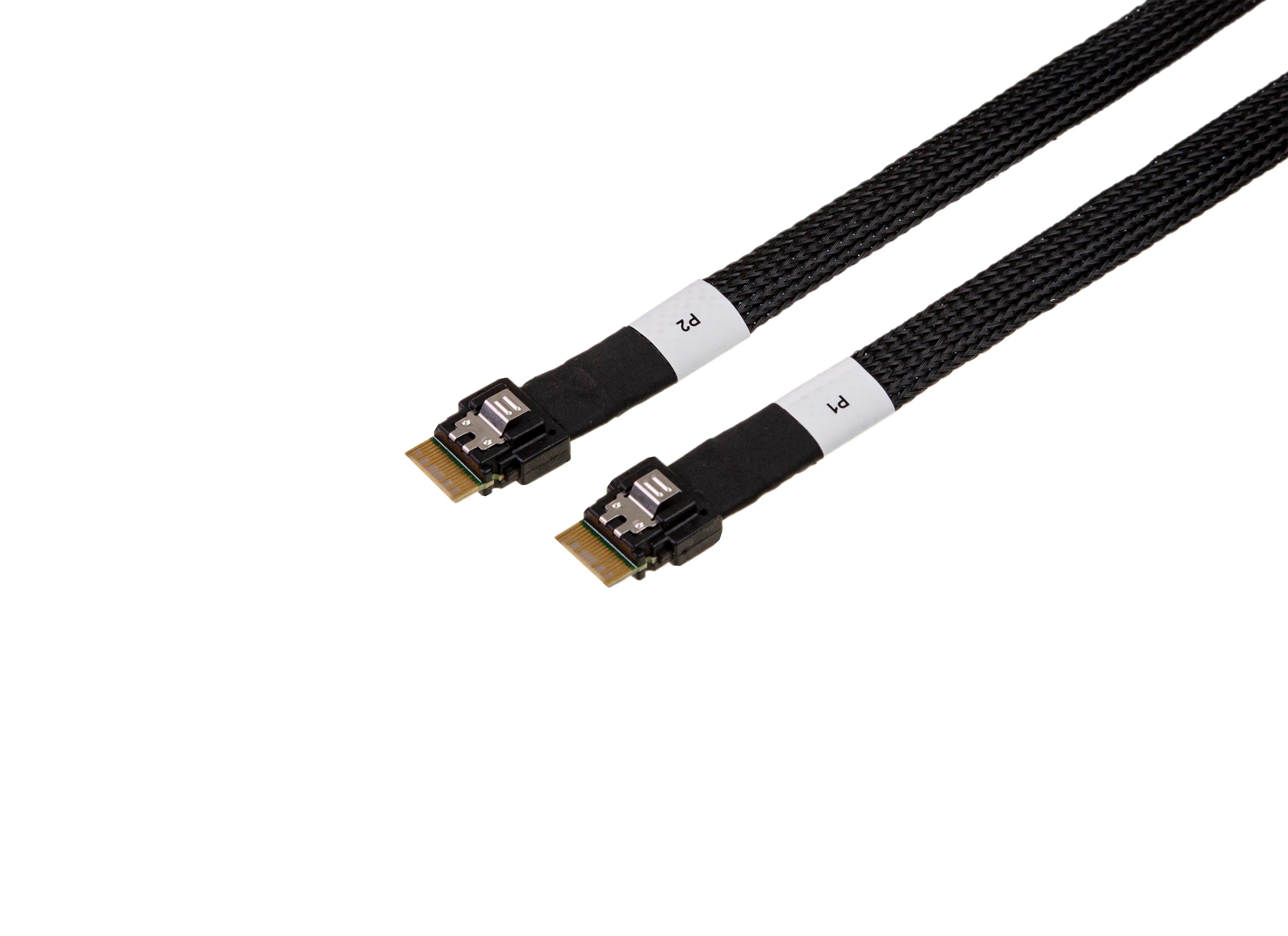 SlimSAS SFF-8654 8i Straight 74Pos to 2x SlimSAS 4i Straight 36Pos, with Active Latch Cable - simple
