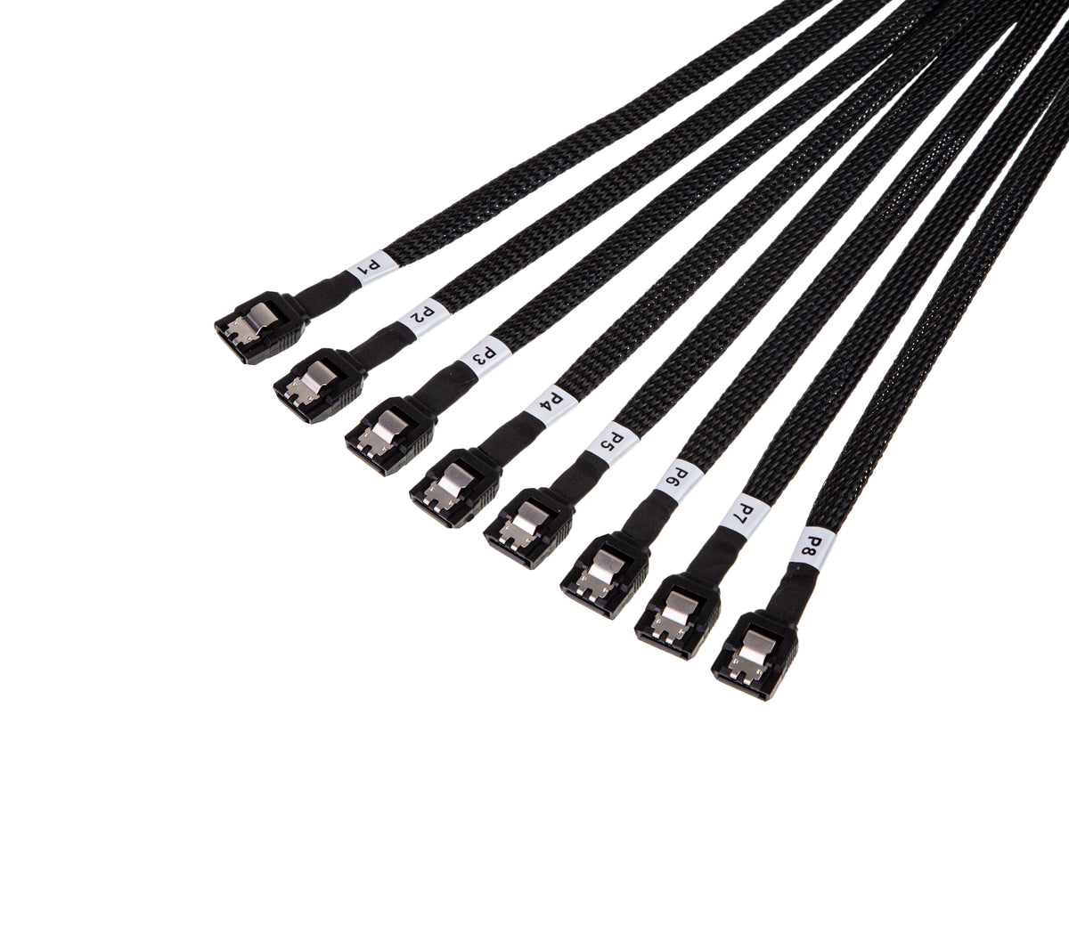 SlimSAS SFF-8654 8i Straight 74Pos to 8x SATA Straight 7Pos, with Active Latch Cable - simple