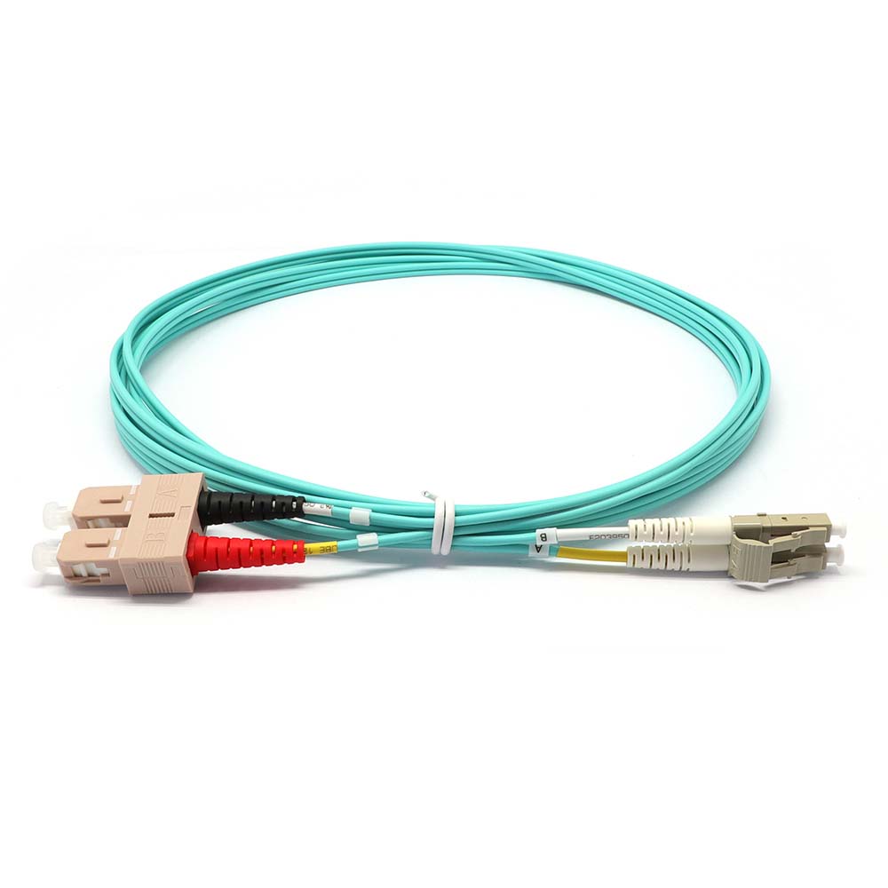 LC to SC Multimode OM3 Duplex 50/125 LSZH Fiber Optic Patch Cable - variable