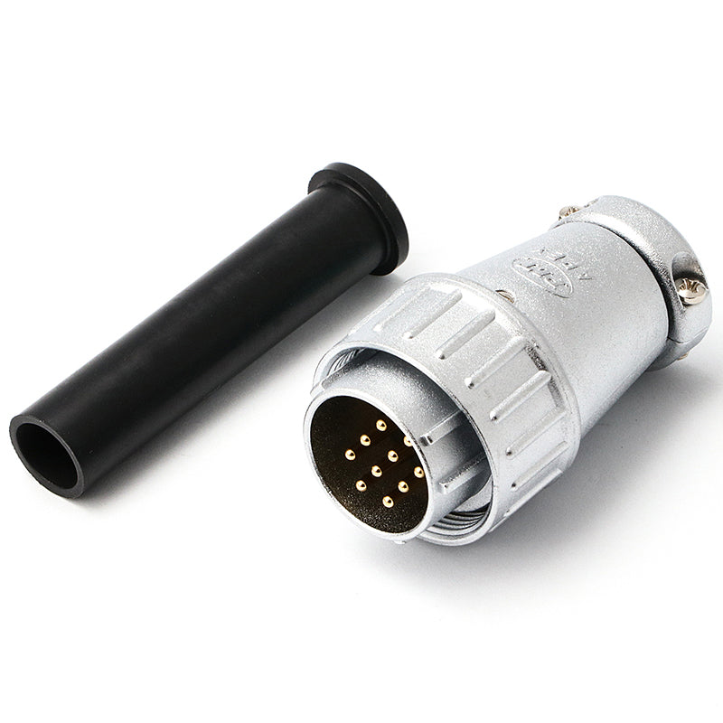 Industrial Square-24 series, 10 Pin, Plug, Male Contact, Straight, Solder, Screw Thread Connector