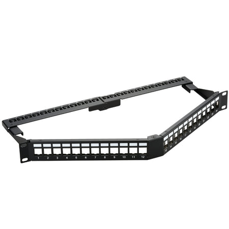 UTP/STP Keystone Jack V-Type Patch Panel, 24 Ports with Foldable Support Bar - simple