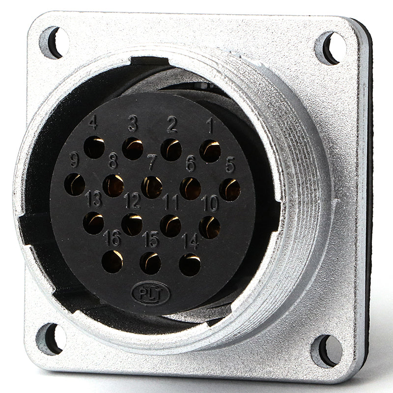 Industrial Square-28 series, 16 Pin, Receptacle, Female Contact, Straight, Solder, Screw Thread Connector