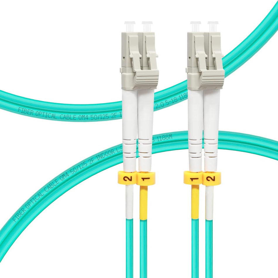 LC to LC Uniboot Multimode OM4 Duplex 50/125 OFNR Fiber Optic Patch Cable - variable