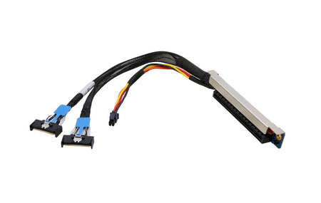 Low Profile PCIe X16 Side Exit to 2x MCIO 8i Straight with Micro 3.0 Power, 500mm - simple
