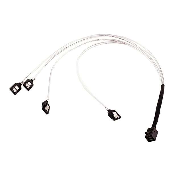 Amphenol SFF8643 LP Straight HD mini SAS to 4 x Latched SATA Cable - Pluggable Cables - Cable Assemblies