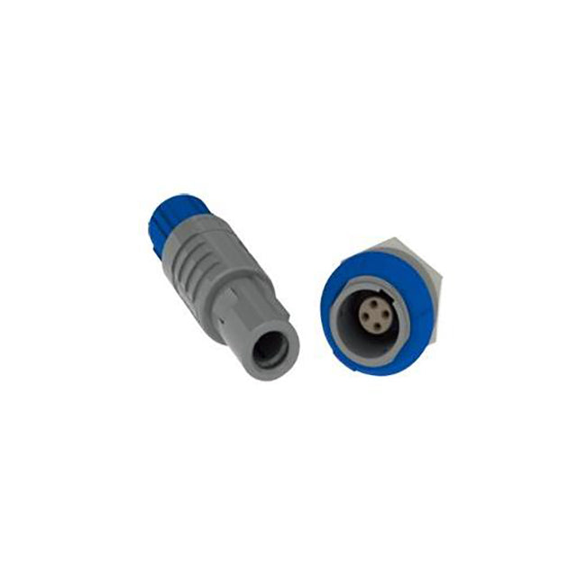 Push-Pull Circular Connector 1P Series , Fixed socket with two nuts with 90∘contact, print contact, Grey PSU, Grey, 4 Pin