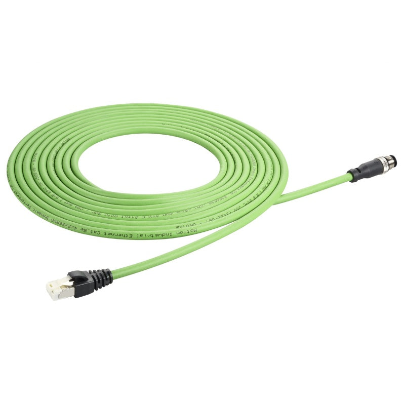 M12 A-Code 4pin Plug Male to RJ45, Cat.5E, PUR, 3M, Cable (High Flex) - simple
