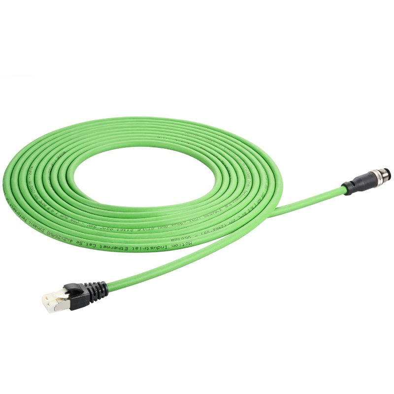 M12 X-Code 8pin Plug Male to RJ45, Cat.6A, TPU Cable
