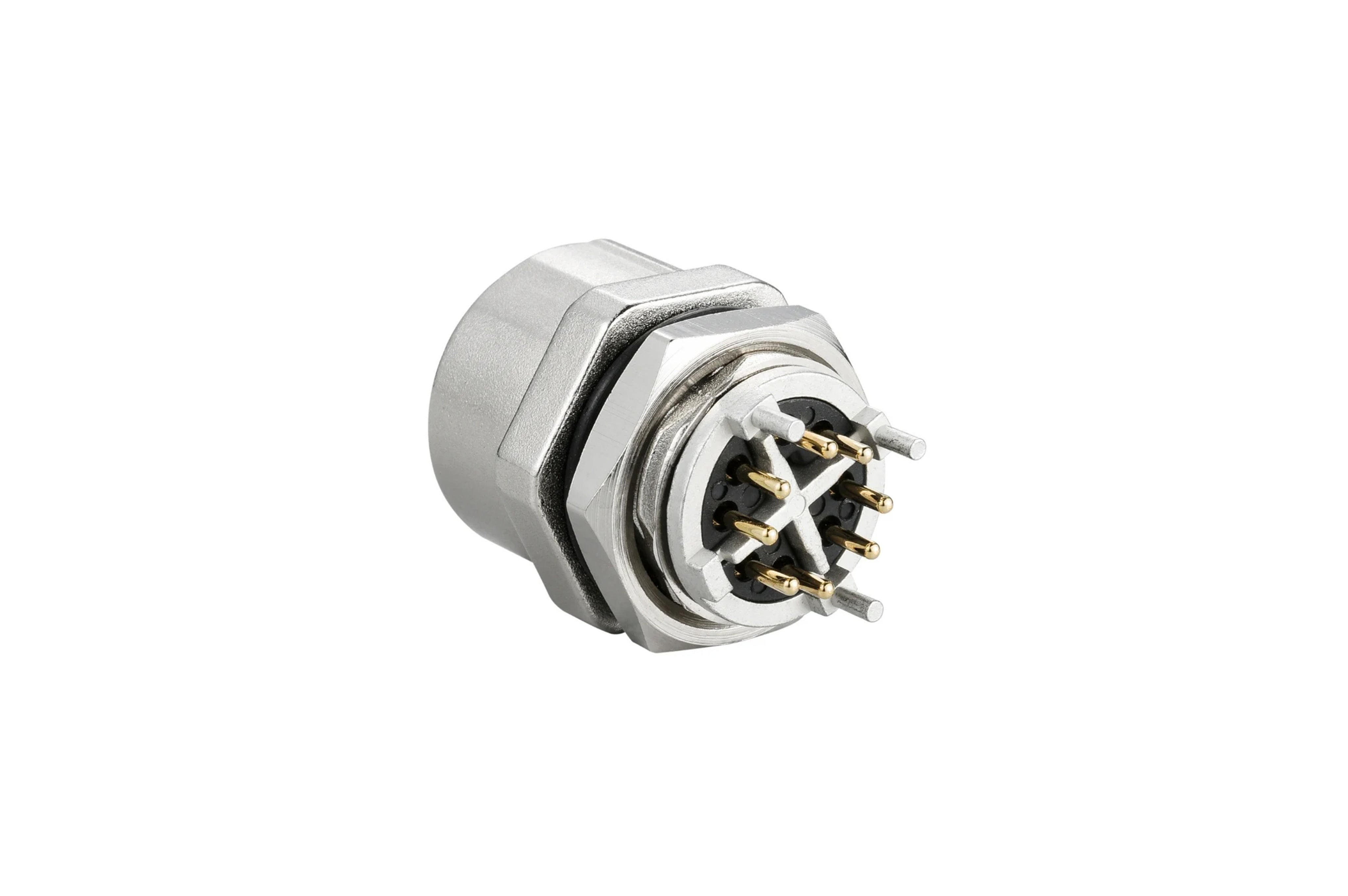 Waterproof M12 Series, X Code, 8 Pin, Receptacle, Female Contact, Straight, Solder, Screw Thread, IP67(Mating) Connector - simple