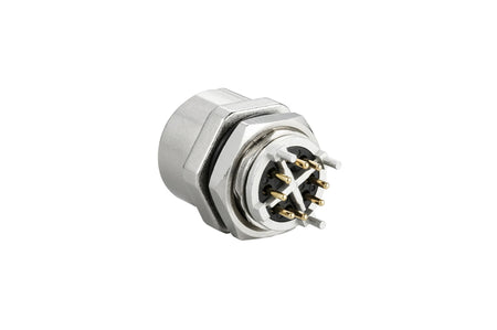 Waterproof M12 Series, X Code, 8 Pin, Receptacle, Female Contact, Straight, Solder, Screw Thread, IP67(Mating) Connector - simple