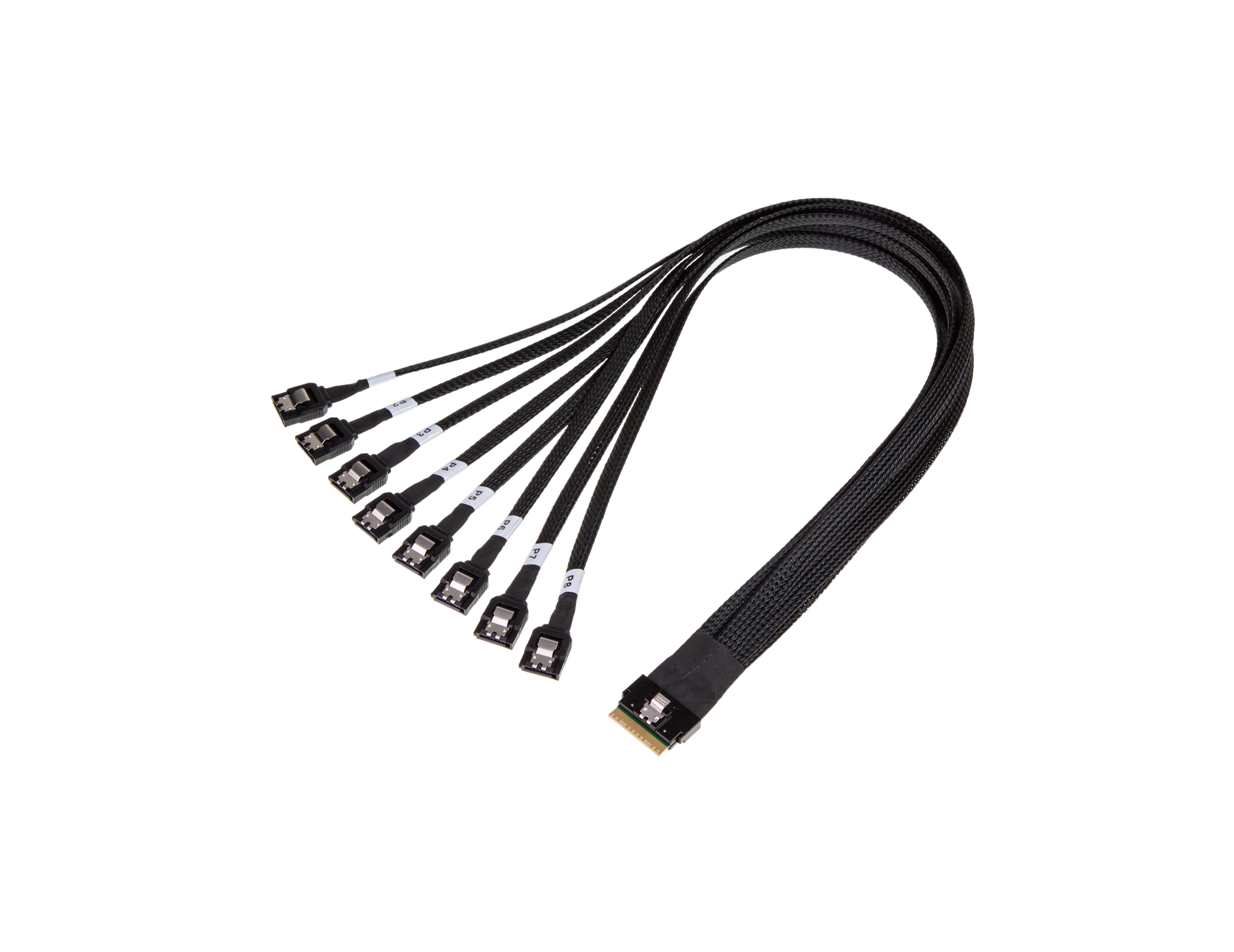 SlimSAS SFF-8654 8i Straight 74Pos to 8x SATA Straight 7Pos, with